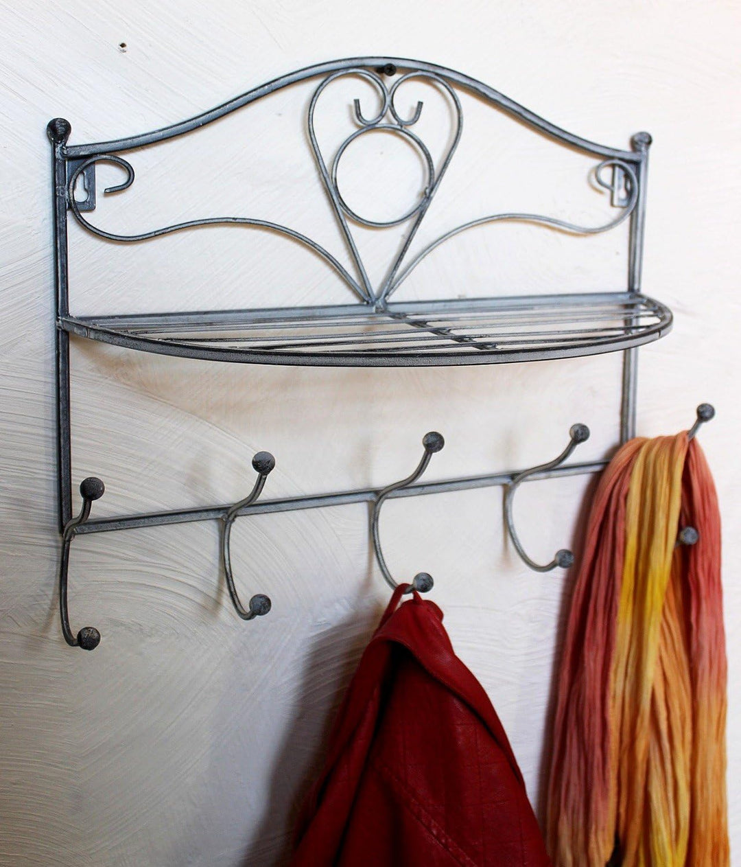 DanDiBo Wandgarderobe Vintage mit Ablage Garderobe Wand 20122 38 cm Kleiderhaken Wandregal Haken