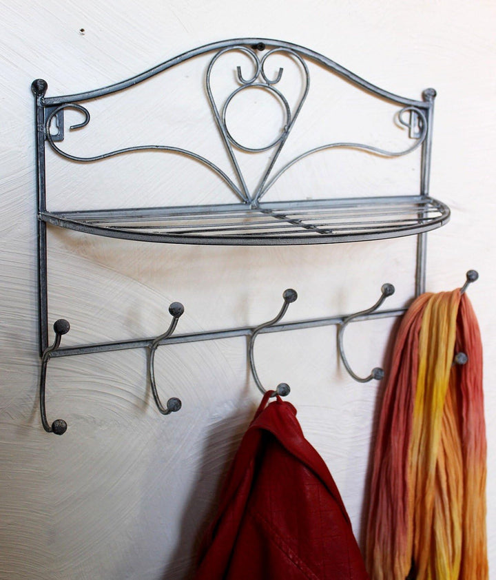 DanDiBo Wandgarderobe Vintage mit Ablage Garderobe Wand 20122 38 cm Kleiderhaken Wandregal Haken