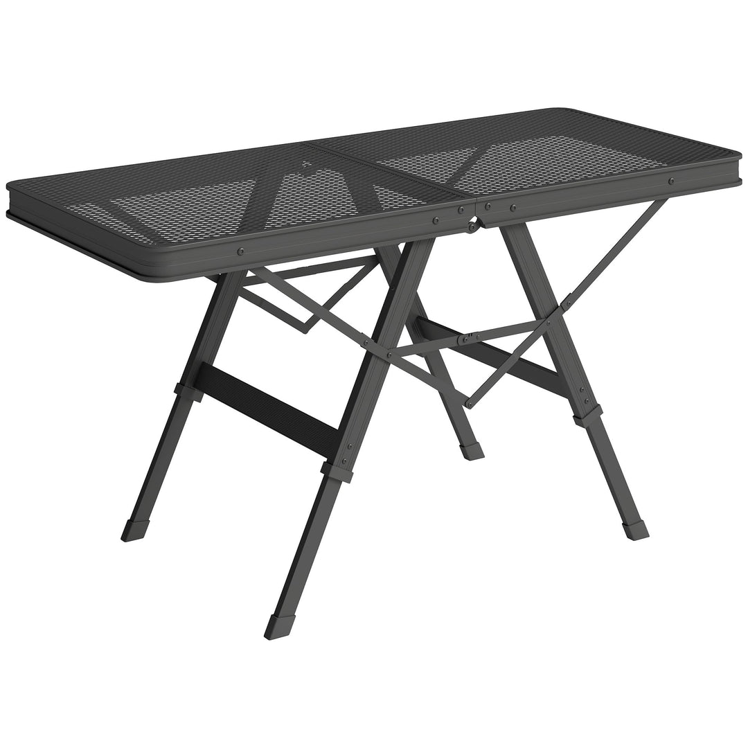 Outsunny Campingtisch höhenverstellbar Klapptisch mit Metallgitter Klappbar Gartentisch aus Aluminiu