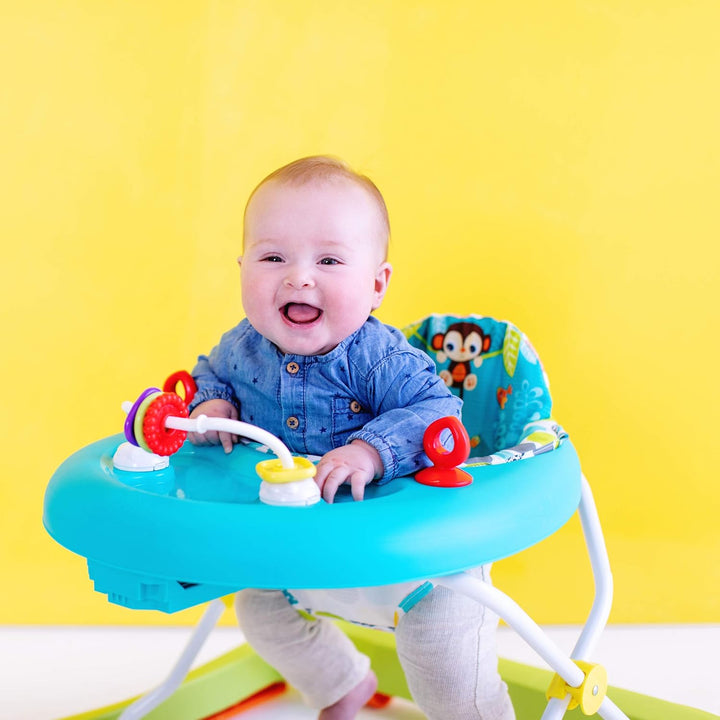 Bright Starts, Giggling Safari, Lauflernhilfe mit Spielzeuge, Perlenschiebespielzeug, 3 Höheneinstel