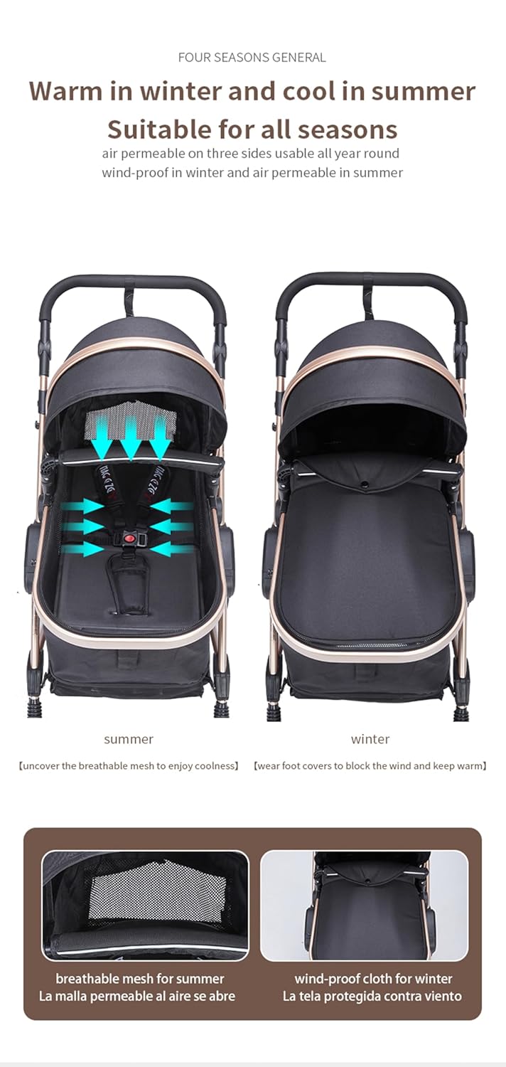 3 in 1 Kombikinderwagen 3 in 1 Reisesysteme Kinderwagen Infant Hochlandschaft Liegender Buggy Kinder