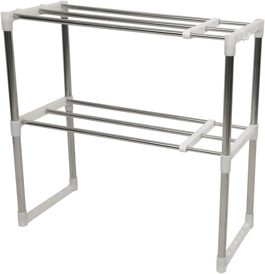 Drumm Mikrowellenregal aus Edelstahl, 2 Schichten, für Badezimmer, Küche, Mikrowelle, Aufbewahrung,