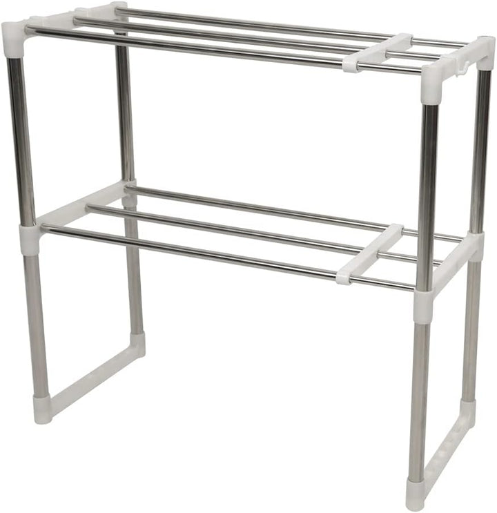 Drumm Mikrowellenregal aus Edelstahl, 2 Schichten, für Badezimmer, Küche, Mikrowelle, Aufbewahrung,