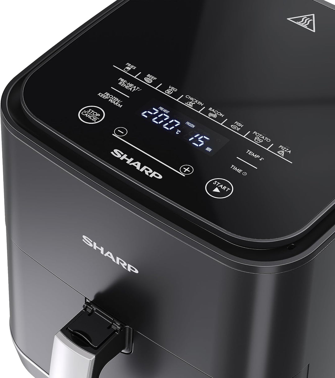 SHARP AF-GS552AE-B Heissluftfritteuse 5,5L mit digitaler Steuerung – Touchdisplay Funktion, 8 Progra