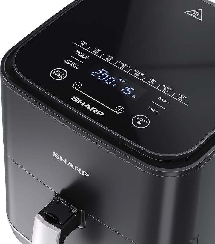 SHARP AF-GS552AE-B Heissluftfritteuse 5,5L mit digitaler Steuerung – Touchdisplay Funktion, 8 Progra