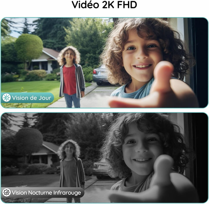 BOIFUN WLAN Video Türklingel mit Kamera, Ultra-HD-Funkklingel mit Kamera,Alexa-kompatibel, Nachtsich
