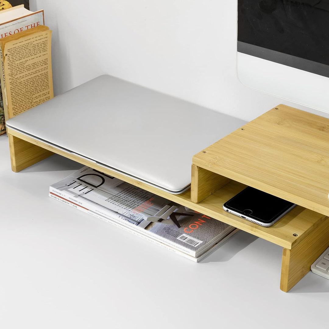 SoBuy BBF07-N Design Monitorerhöhung für 2 Monitore Monitorständer Bildschirmständer Notebookständer