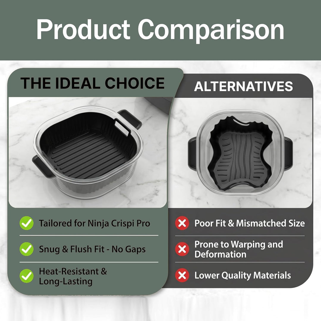Airfryer Zubehör für Ninja Crispi Pro AS101EU Heissluftfritteuse 2 Stück Silikonform+ Edelstahl Spri