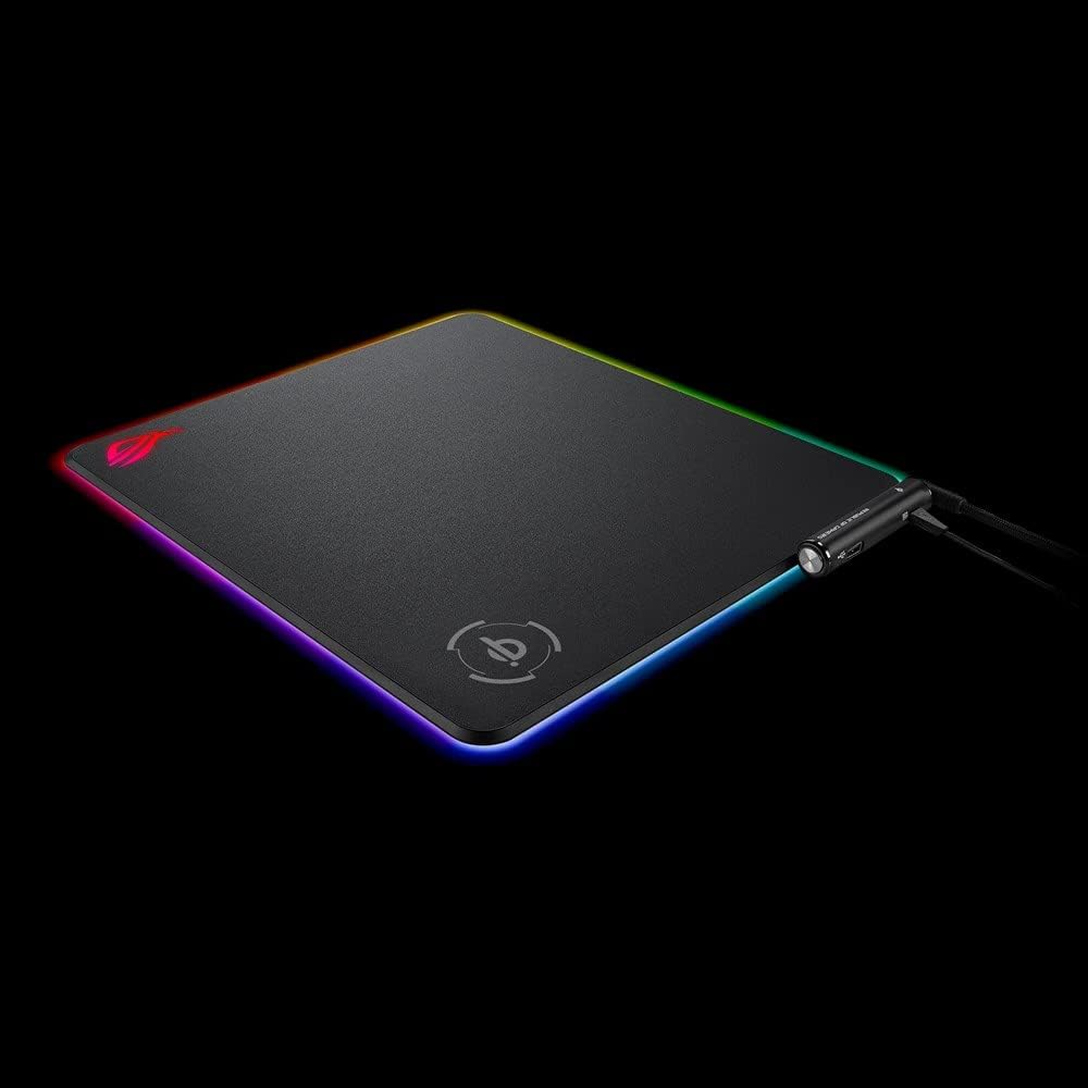 ASUS ROG Balteus QI RGB Gaming-Mauspad (drahtlose Ladefunktion, Aura Sync, USB-Passthrough, rutschfe