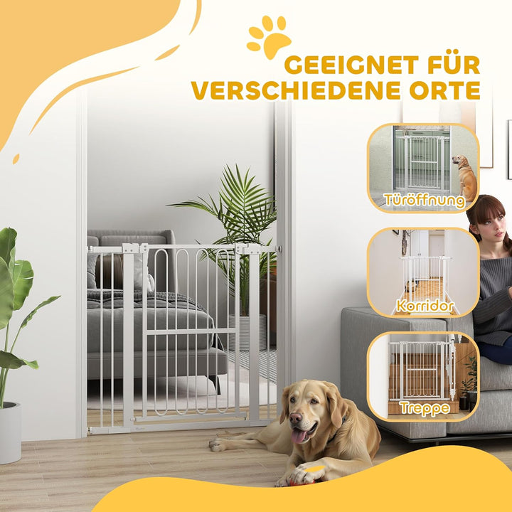 PawHut Treppenschutzgitter 94cm Türschutzgitter Absperrgitter ohne Bohren 76-104 cm Schutzgitter aus