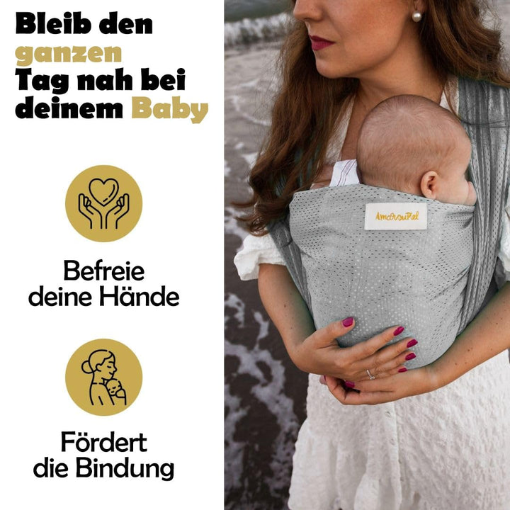 Amarsupiel | Wasser-Babytrage | Schnelltrocknend || Waterproof | Farbe Grau, grau