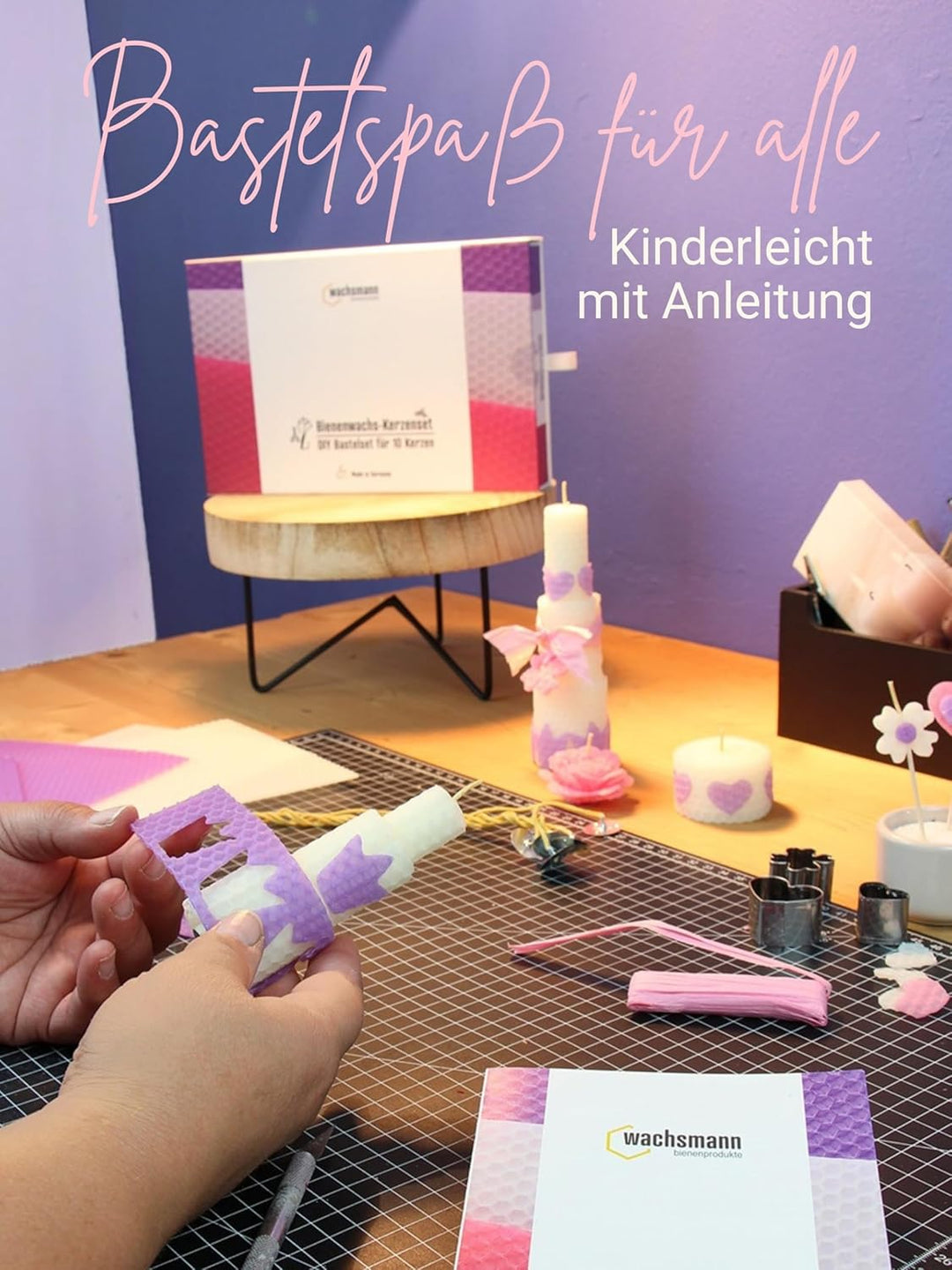 Bienenwachs Kerzen selber machen Set für 10 Bienenwachskerzen, DIY Bastelset bunt für Kinder & Erwac