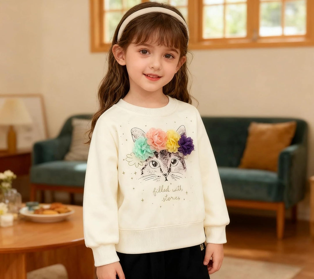 Codkkre Sweatshirt Mädchen Pullover für Kinder Süss Cartoon Sweater Mädchen Langarmshirts aus Baumwo
