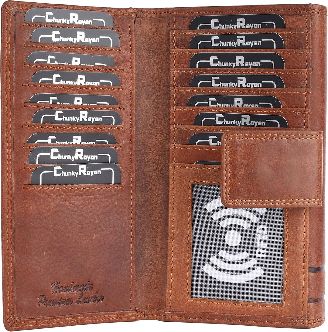 Chunkyrayan Echtleder Damen Geldbörse Hochwertig Vintage RFID Schutz inklusive Leder Schlüsselanhäng