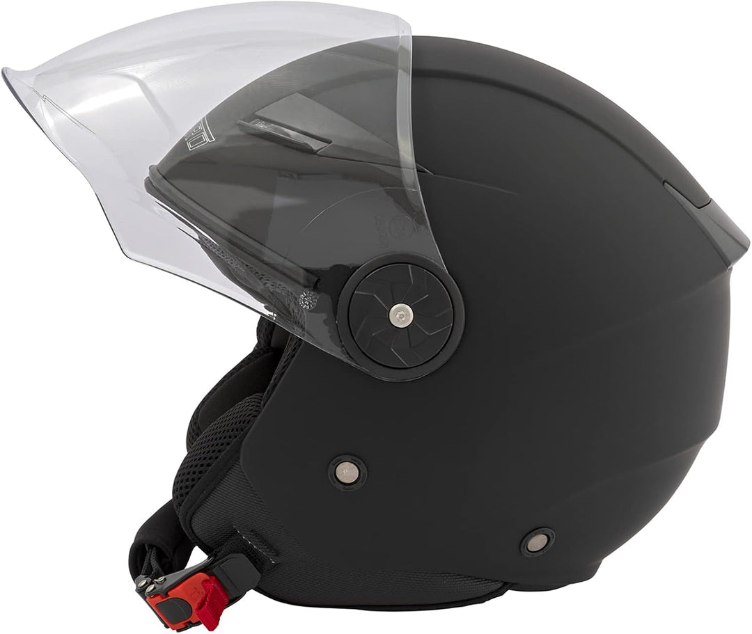 Motorradhelm Motorrad Roller Offenes Jet Scooter Helm Viser ECE 22 BACKLINE 59-60 cm ( L) Schwarz Ma