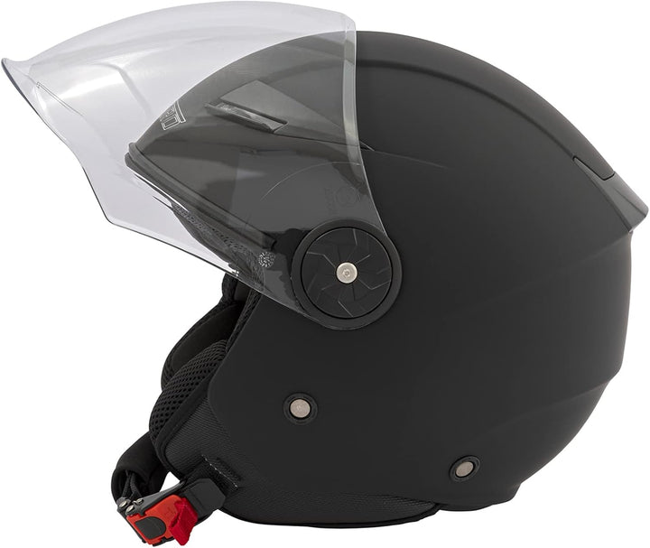 Motorradhelm Motorrad Roller Offenes Jet Scooter Helm Viser ECE 22 BACKLINE 59-60 cm ( L) Schwarz Ma