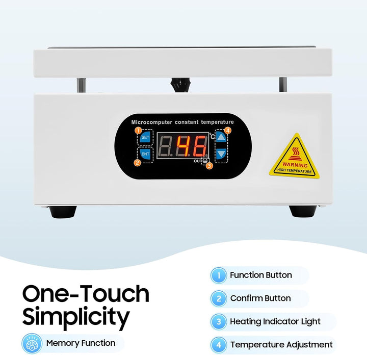 700W Lötstation Heizplatte mit Digitalanzeige - Raumtemperatur bis 400 °C | Menüsperrfunktion, Tempe