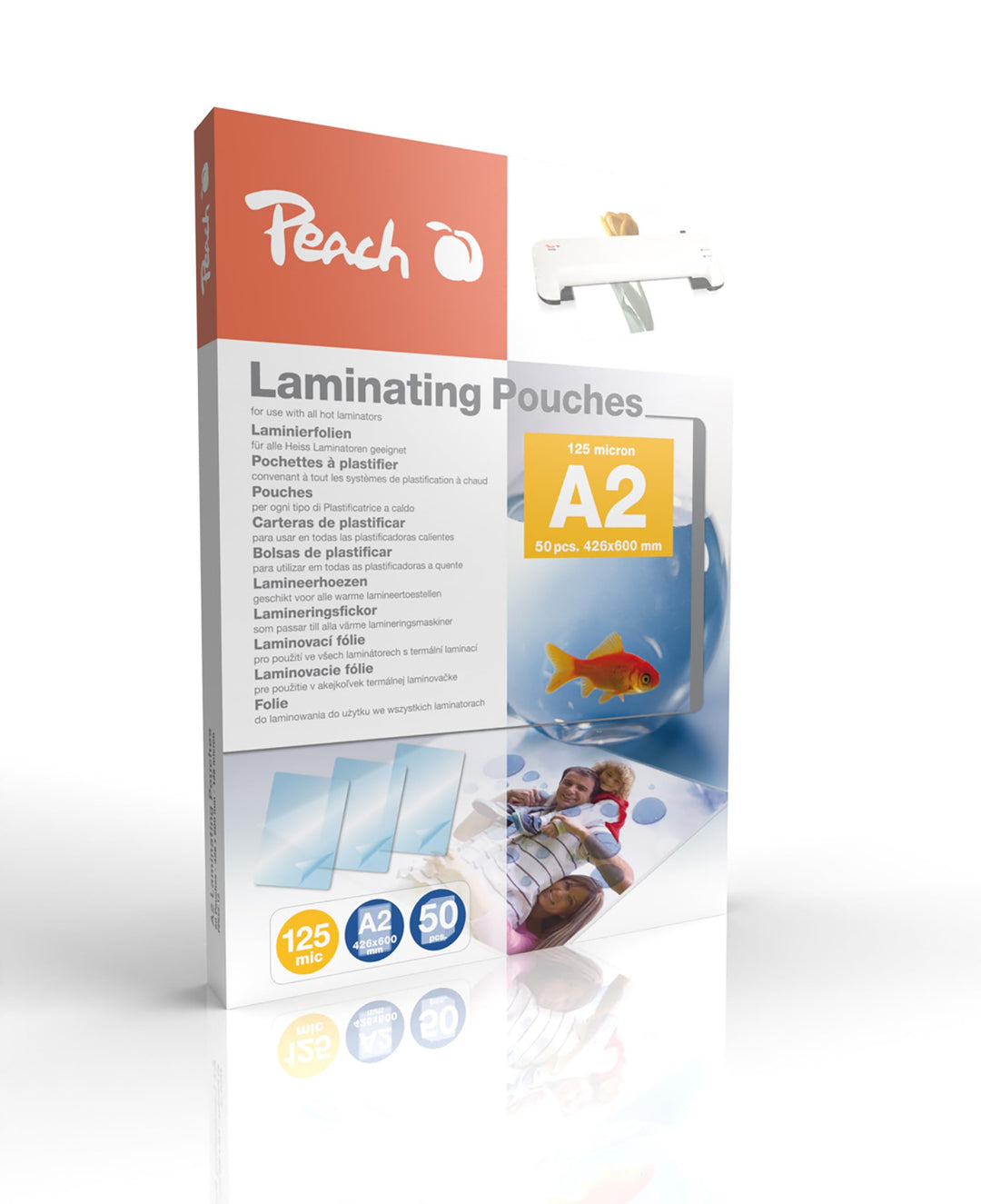 Peach Laminierfolien A2 - 125 mic - 50 pouches - glänzend - Premiumqualität für beste Laminierergebn