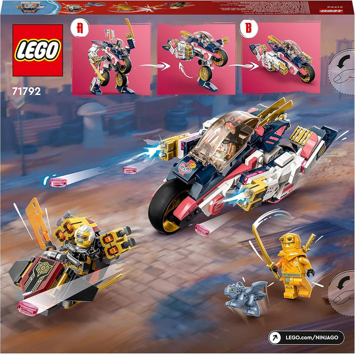LEGO 71792 NINJAGO Soras transformierender Mech-Bike-Renner, 2in1 Set mit transformierender Mech-Act