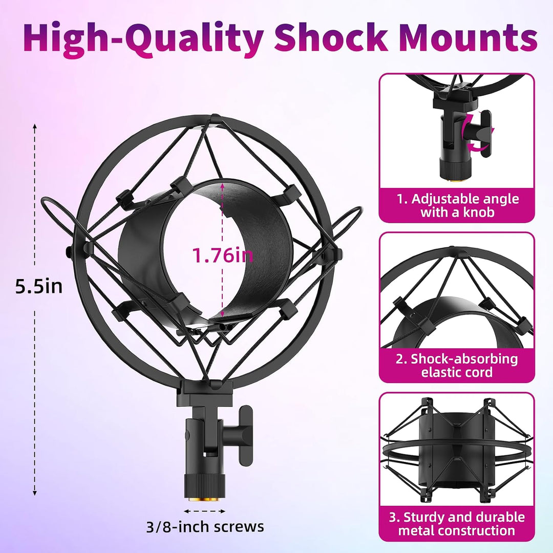 Tisch Mikrofonständer mit Mikrofonspinne-Höhenverstellbar 28–40cm,180°Neigbar Mikrofon Ständer mit S