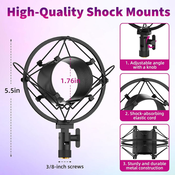 Tisch Mikrofonständer mit Mikrofonspinne-Höhenverstellbar 28–40cm,180°Neigbar Mikrofon Ständer mit S