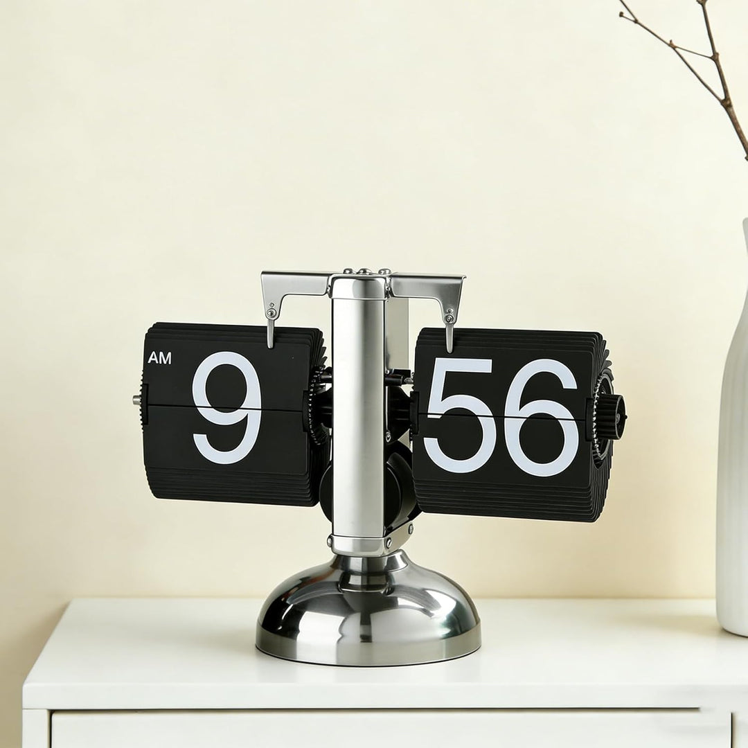 Flip Uhr Retro, Flip Schreibtischuhr, Schreibtischuhr Vintage Design, Automatisches Drehen Retro Dig