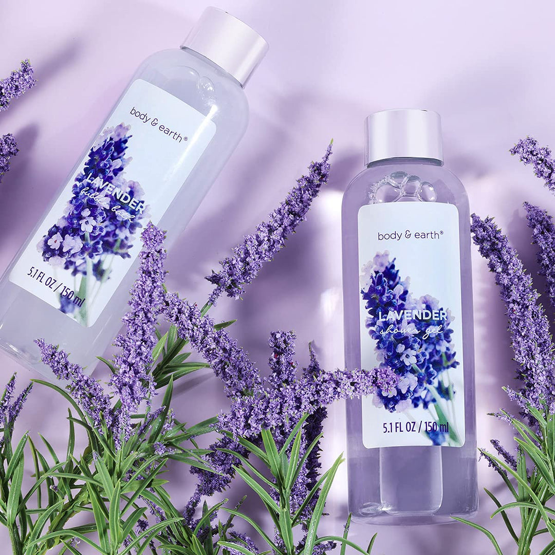 BODY & EARTH Lavendel Wellness Set für Frauen 7 tlg. Beauty Set, Badeset Frauen Geschenk, Geburtstag