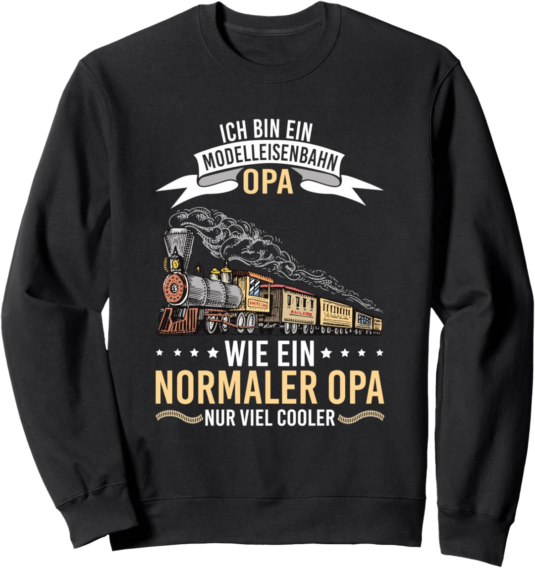 Herren Modelleisenbahn Opa Dampflokomotive Rentner Sweatshirt