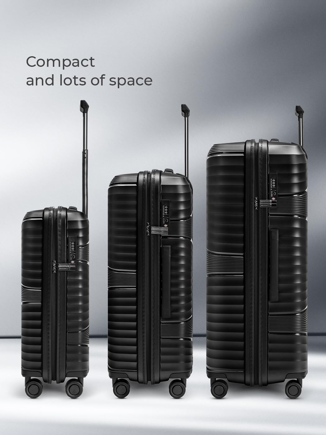 Pactastic Ultra leicht Hartschalen Koffer-Set 3-teilig | Robustes Polypropylen Material | 4 Doppelro