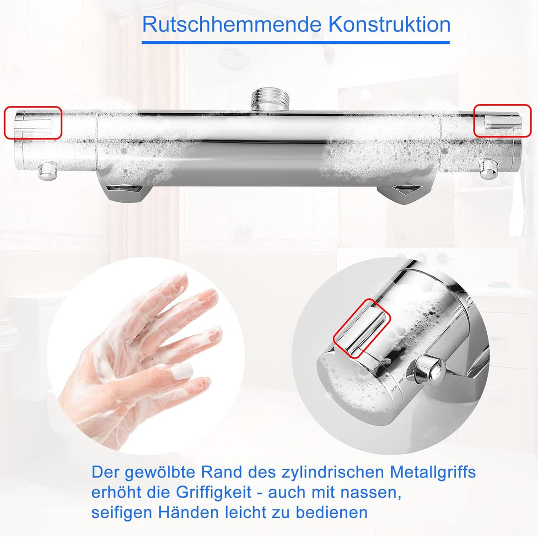 KEOKBON Duschthermostat mit 38 °C Sicherheitstaste, Duscharmatur Thermostat mit Durchflusseinstellun