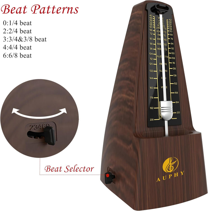 Universal Mechanisches Metronom mit Akzentglocke, genauer Takt, klassisches Aussehen, geeignet für K