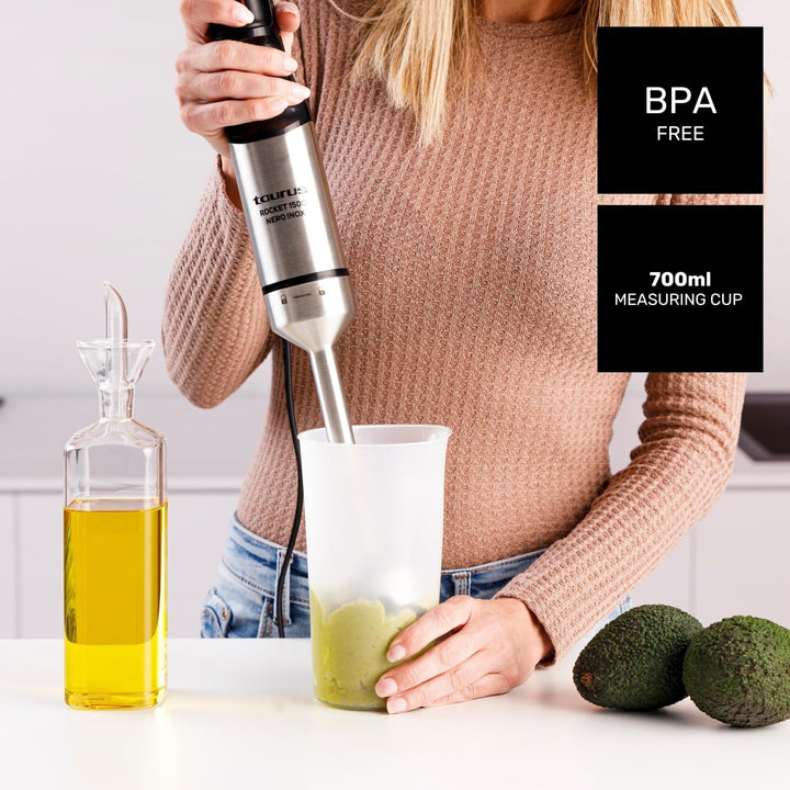 Taurus Rocket 1500 Nero Inox Stabmixer | 1500 W | Leistungsregler | ergonomisches Design | Stab und