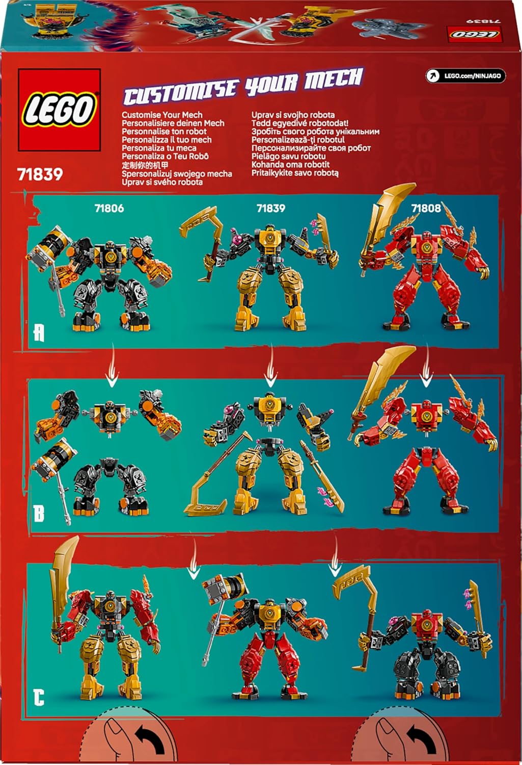LEGO NINJAGO Arins Spinjitzumech - Ninja-Spielset mit beweglicher Mech Figur, 2 Minifiguren und Baby