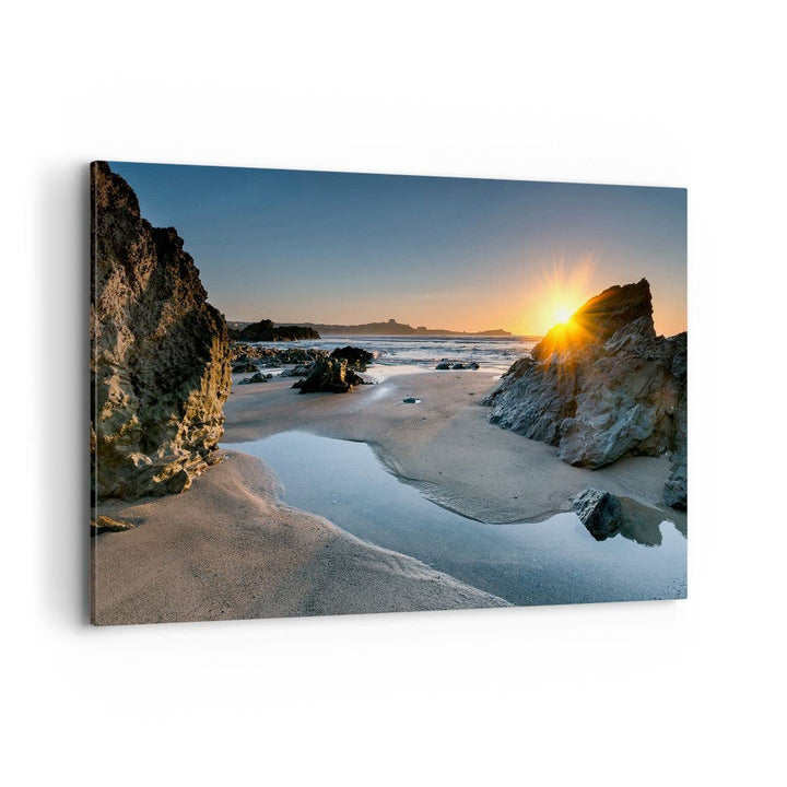 Bilder auf Leinwand 100x70cm Leinwandbild Landschaft britisch Ufer Küste Gross Wanddeko Bild Schlafz