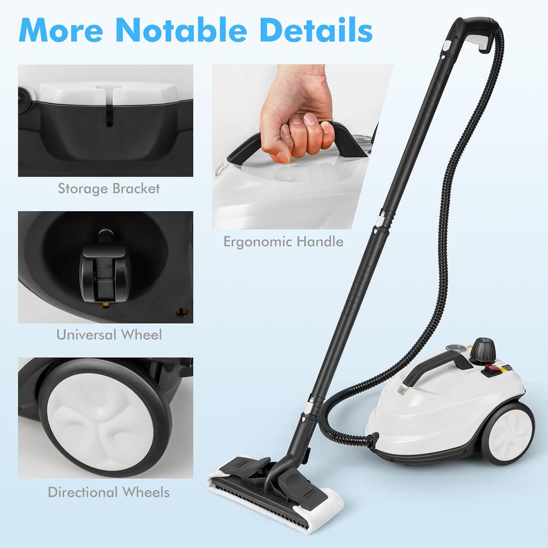 FANTASK Dampfreiniger 2000W, Steam Cleaner inkl. 13 Zubehör & 5m lange Netzkabel, Dampfdruck: max. 5