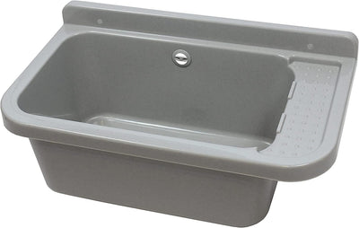 Waschbecken Ausgussbecken mit Armatur 59 cm x 34 cm x 21 cm Spülbecken Waschtrog mit Überlauf Waschb
