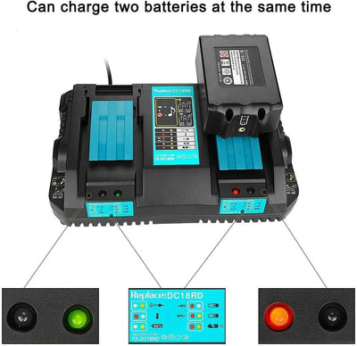 FengBP® Ersatz kompatibel für Makita DC18RD Schnellladegerät mit 2X BL1850 B 18V 5.0Ah für Makita BL