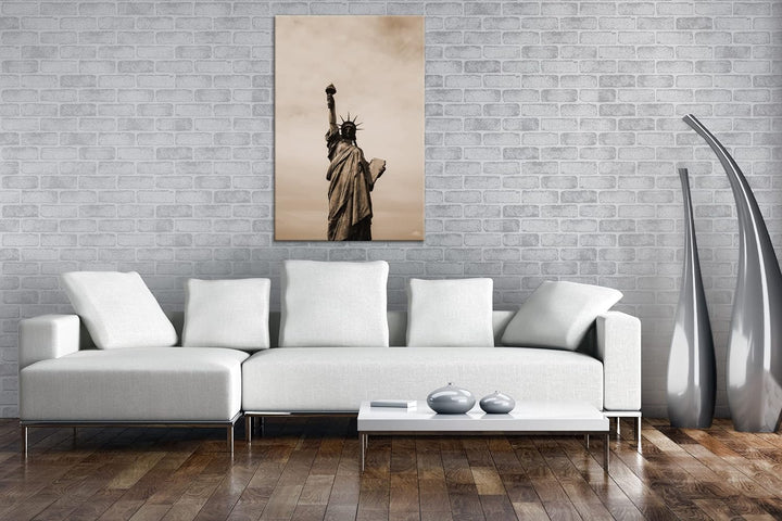 Symbol der Freiheit Effekt: Sepia, Format: 80x60 als Leinwandbild, Motiv fertig gerahmt auf Echtholz