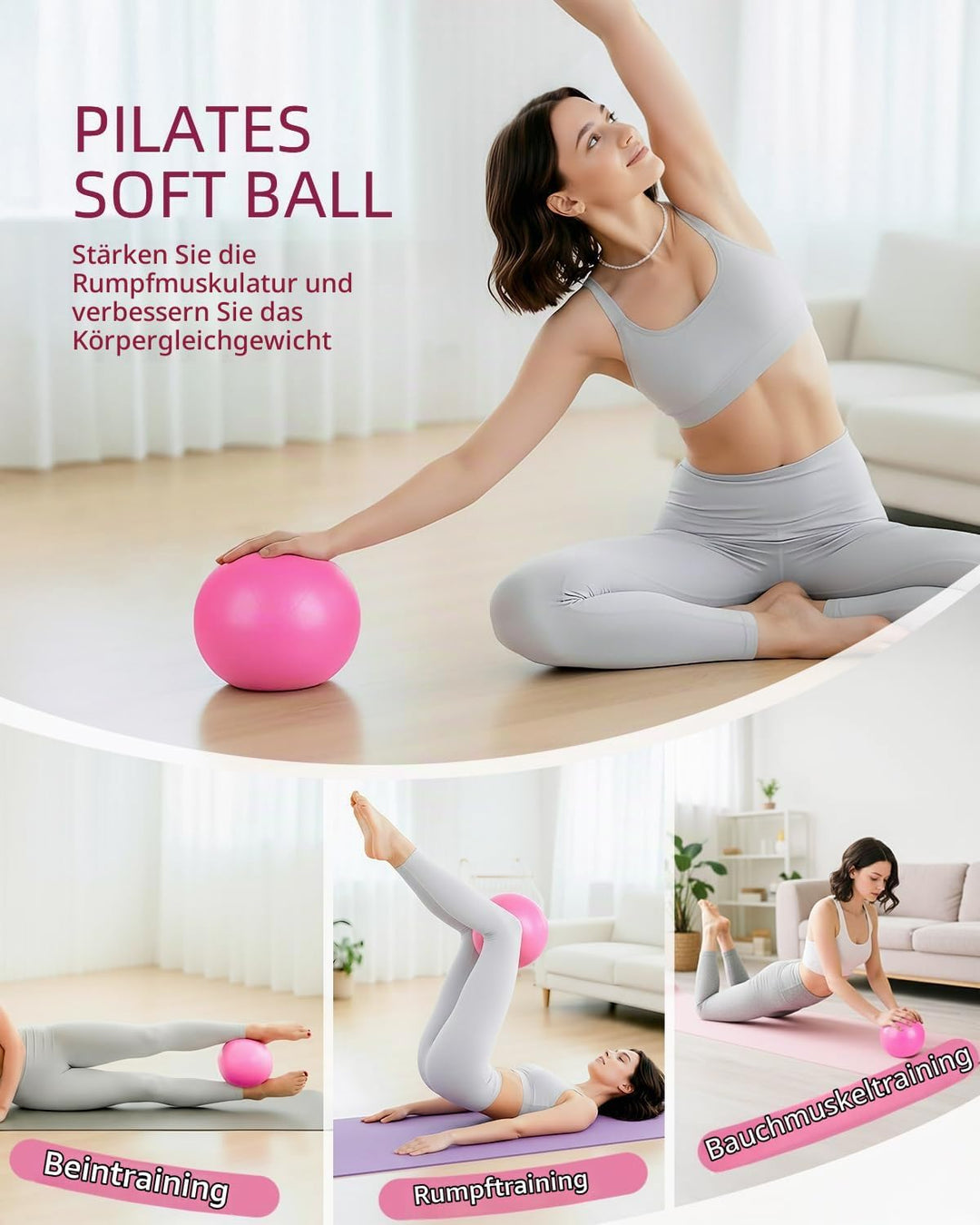 Abahub Pilates Ring Set, 35CM Magic Circle, 25CM Mini Ball,5er Set Fitnessbänder,Yoga Socken,Gleitsc