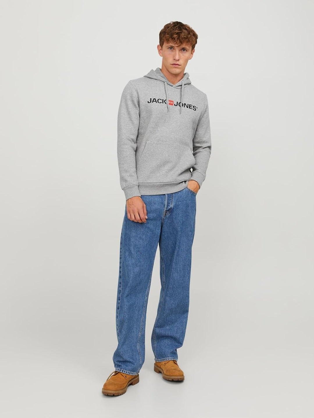 JACK & JONES Male Kapuzenpullover Logo Kapuzenpullover XS Light Grey Melange, XS Light Grey Melange