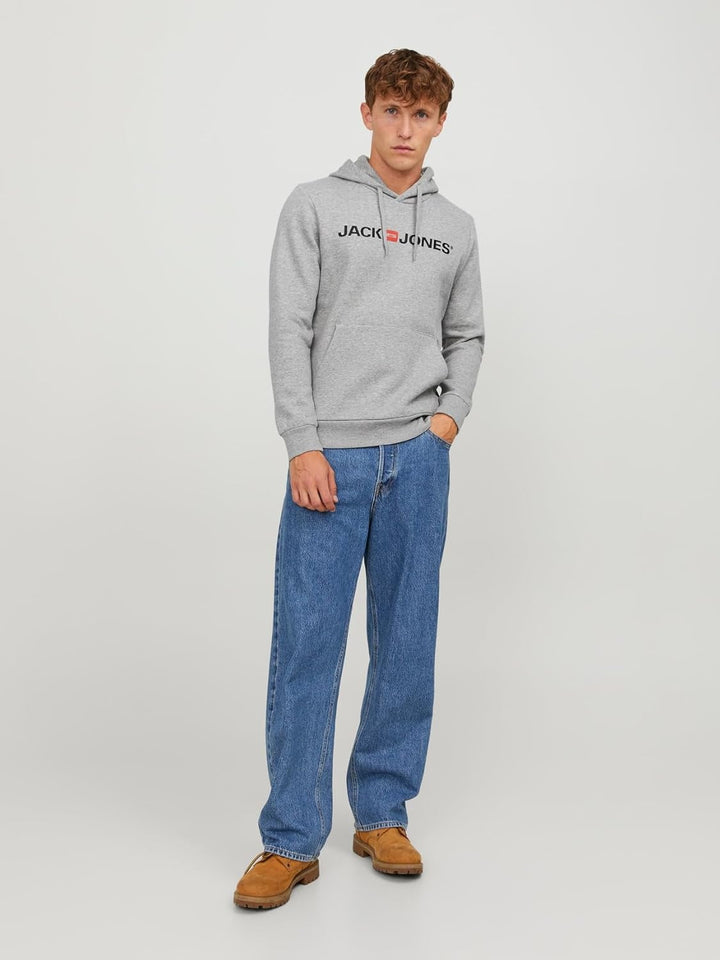 JACK & JONES Male Kapuzenpullover Logo Kapuzenpullover XS Light Grey Melange, XS Light Grey Melange