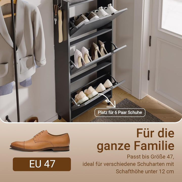 SoBuy Schuhschrank Schmal, Schuhregal, Schuhschrank Hängend mit Sensorlicht und 19 cm Tiefe, für Flu
