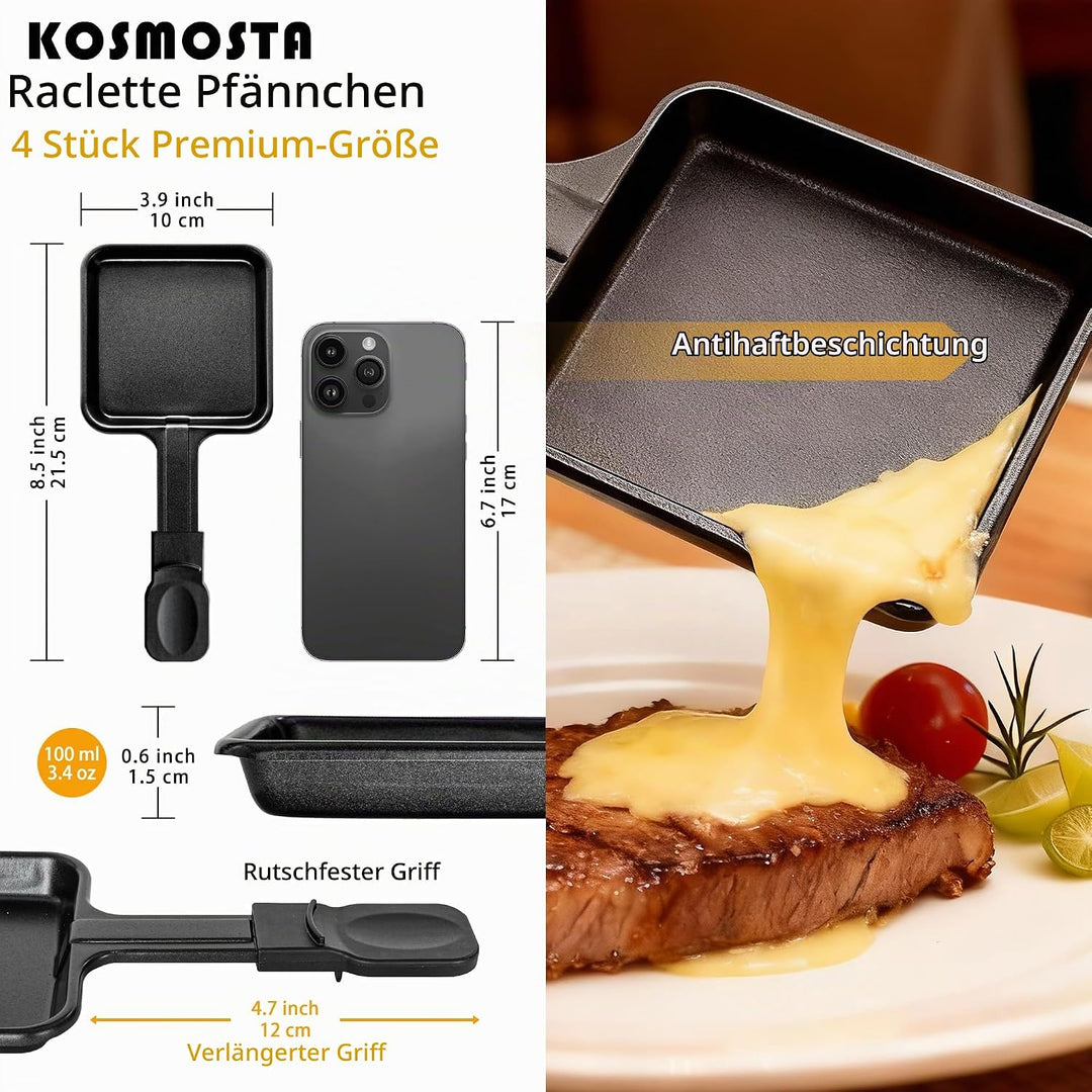 Antihaftbeschichtete Extra Lang Mini-Grill-Käsepfanne Schmelzzubehör für Raclettes Ersatzbleche Racl