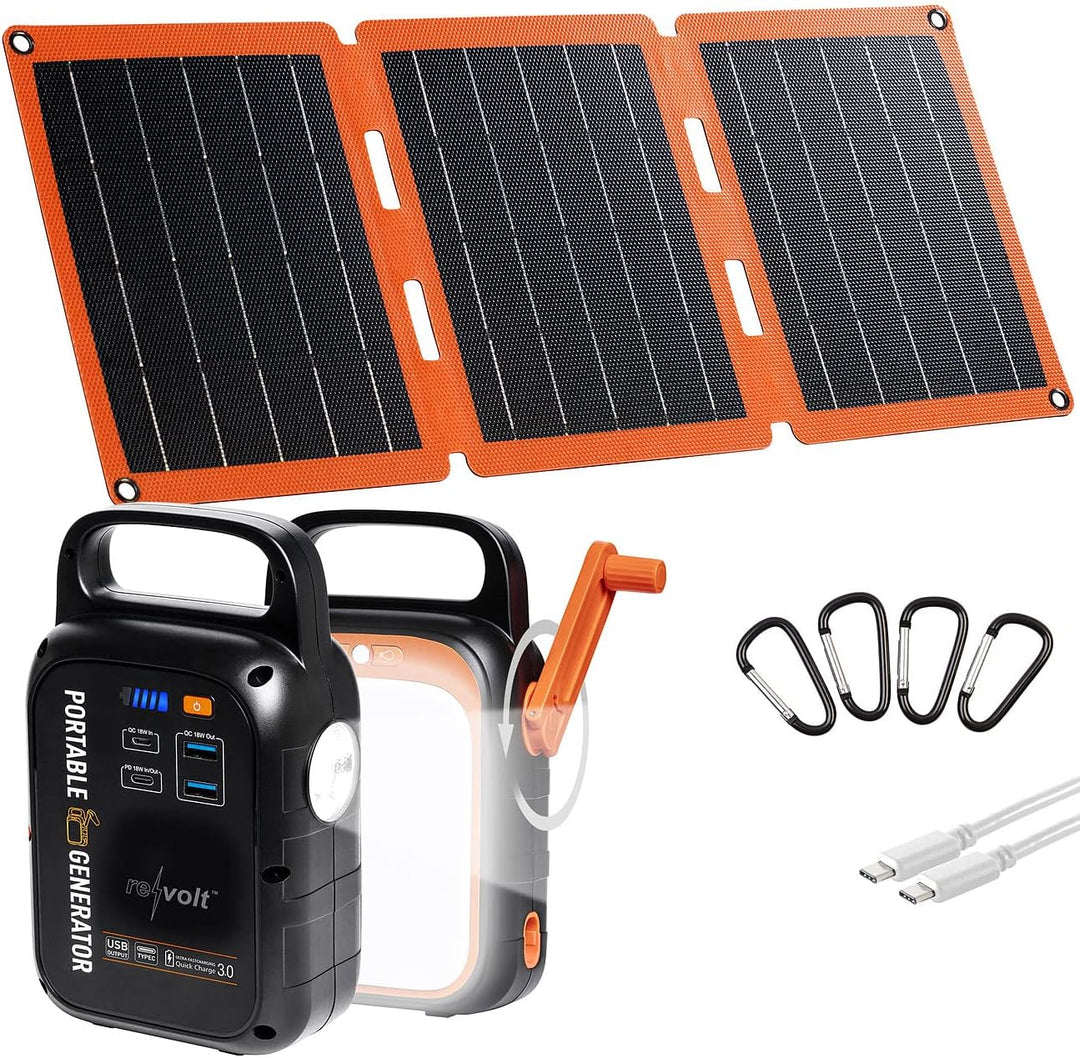 revolt Kurbelgenerator: Kurbel-Dynamo-Powerstation (22,5 Ah) mit 21-Watt-Solarpanel (Solar Powerstat