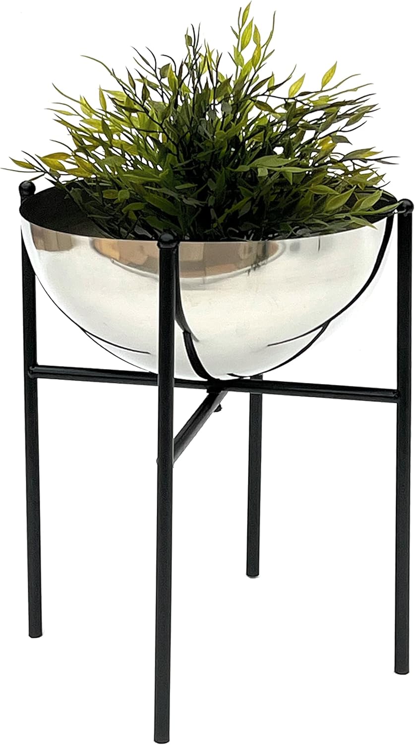 DanDiBo Blumenhocker Metall mit Topf Schwarz Silber 25-45 cm Blumenständer 96257 Blumensäule Modern