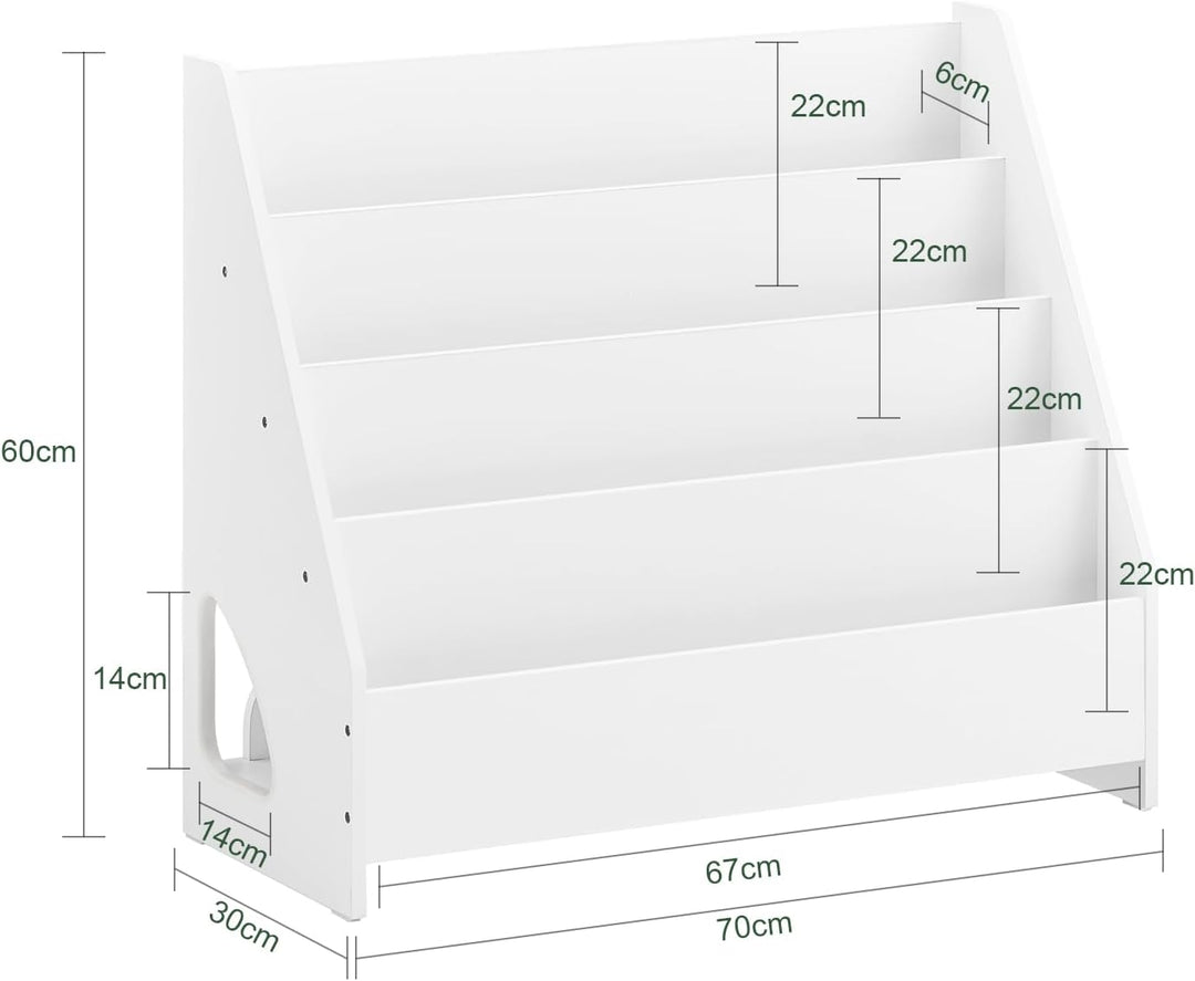 SoBuy Bücherregal Kinder Montessori Kinderregal mit 4 offenen Fächer 1 Ablagefächern Regal Kinderzim