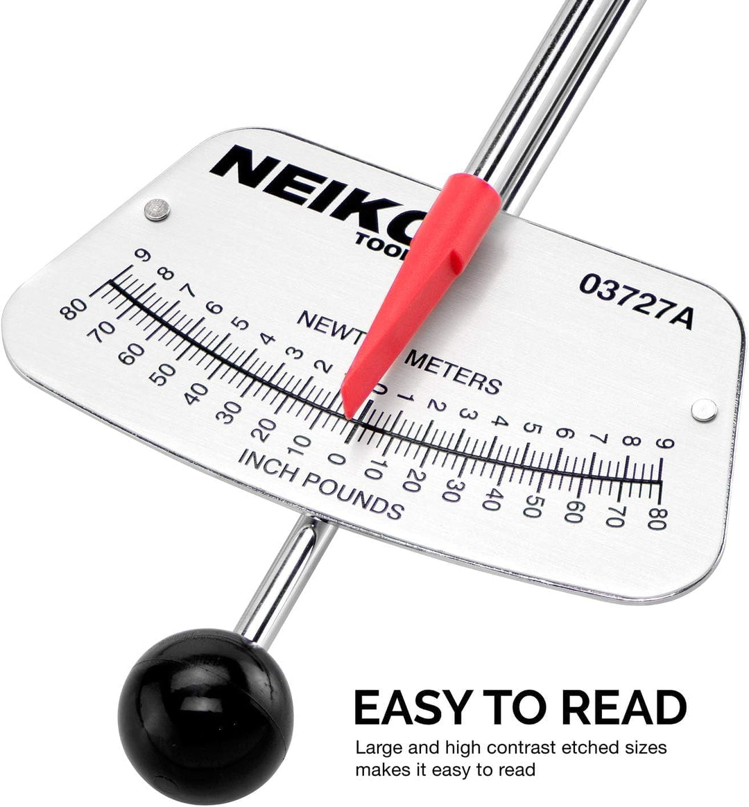 Neiko 03727A 1/4 Zoll Balken Drehmomentschlüssel, SAE und MM Fahrrad- und Automobilschlüssel, liest