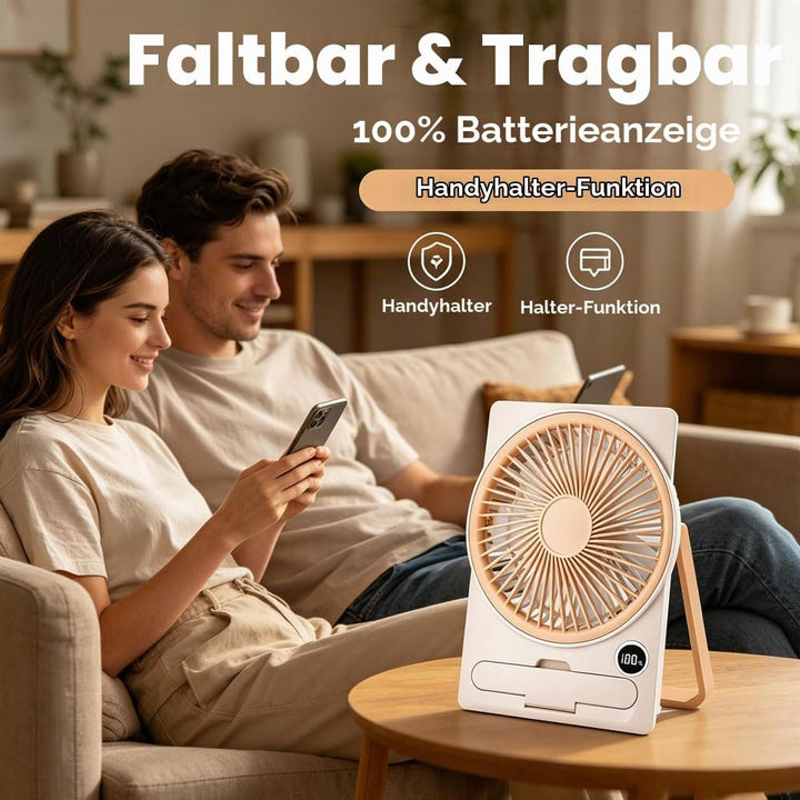 Tischventilator Klein, Mini Ventilator, USB Ventilator, Tischventilator Sehr Leise, 5 Geschwindigkei
