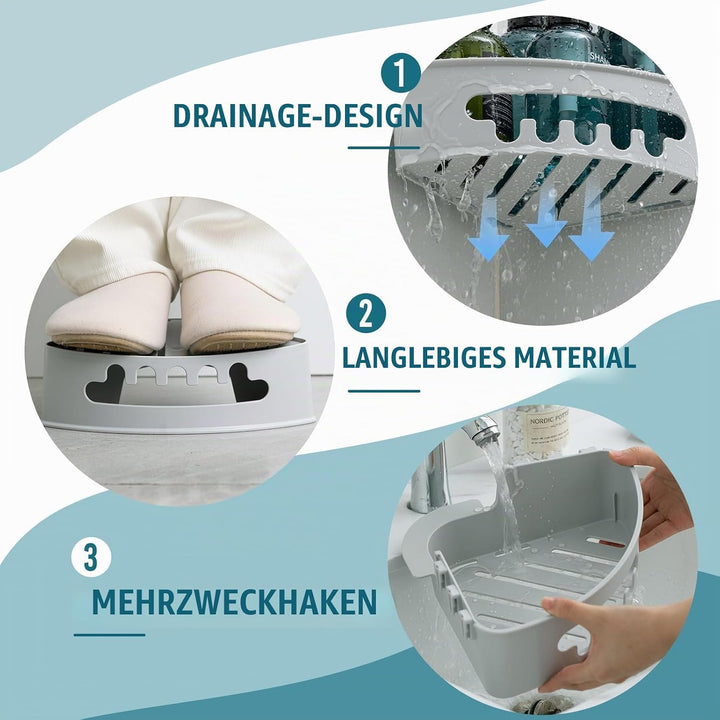 TAILI Duschablage Ohne Bohren Ecke Duschablage Saugnapf Dusche Organizer Grosse Kapazität Bad Organi
