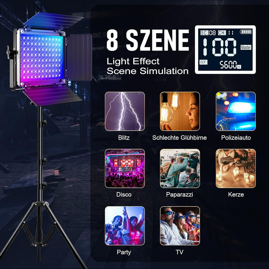GVM 1000D RGB LED Videoleuchte mit Softbox, APP Steuerung LED Videobeleuchtung mit Stativ, 3200K-560